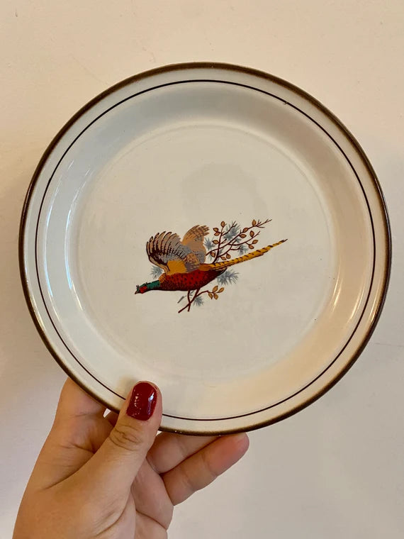 Vintage Bird Design Ceramic Plates